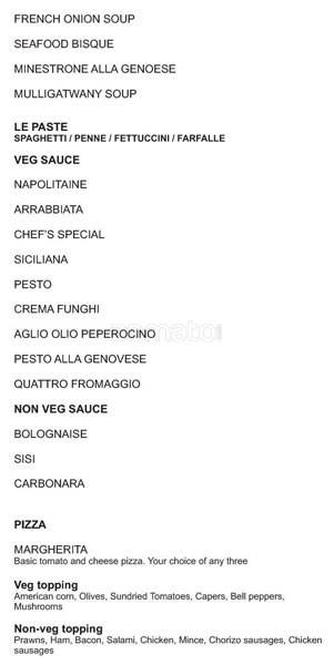 Tangerine menu
