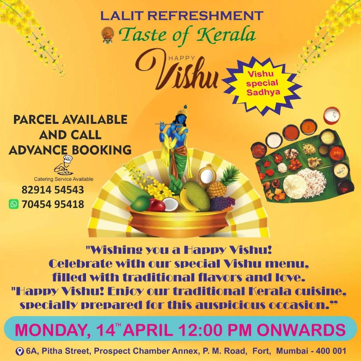 Taste of kerala@ menu