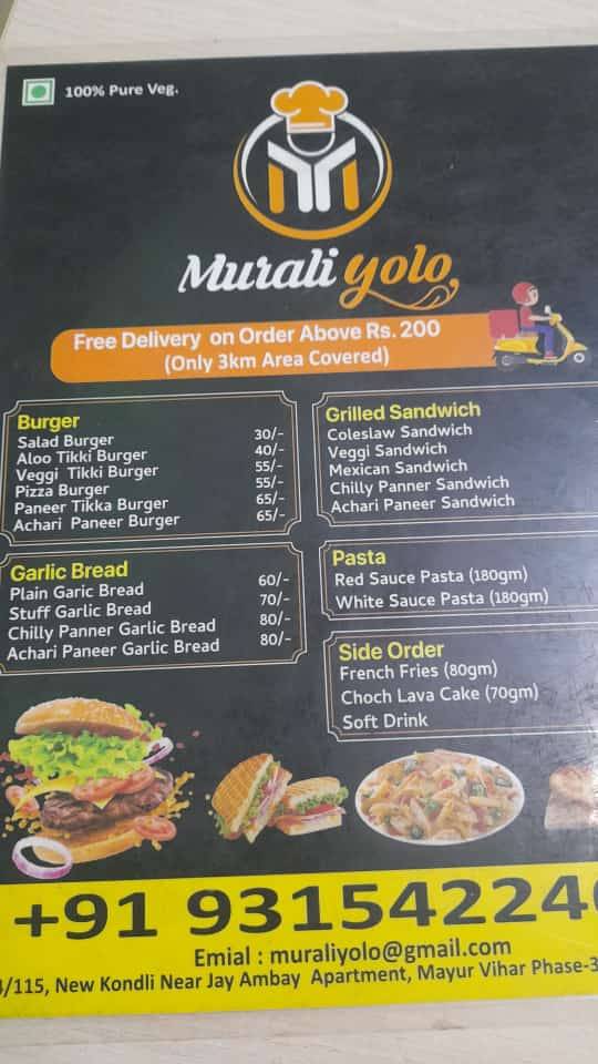 Murali Yolo menu
