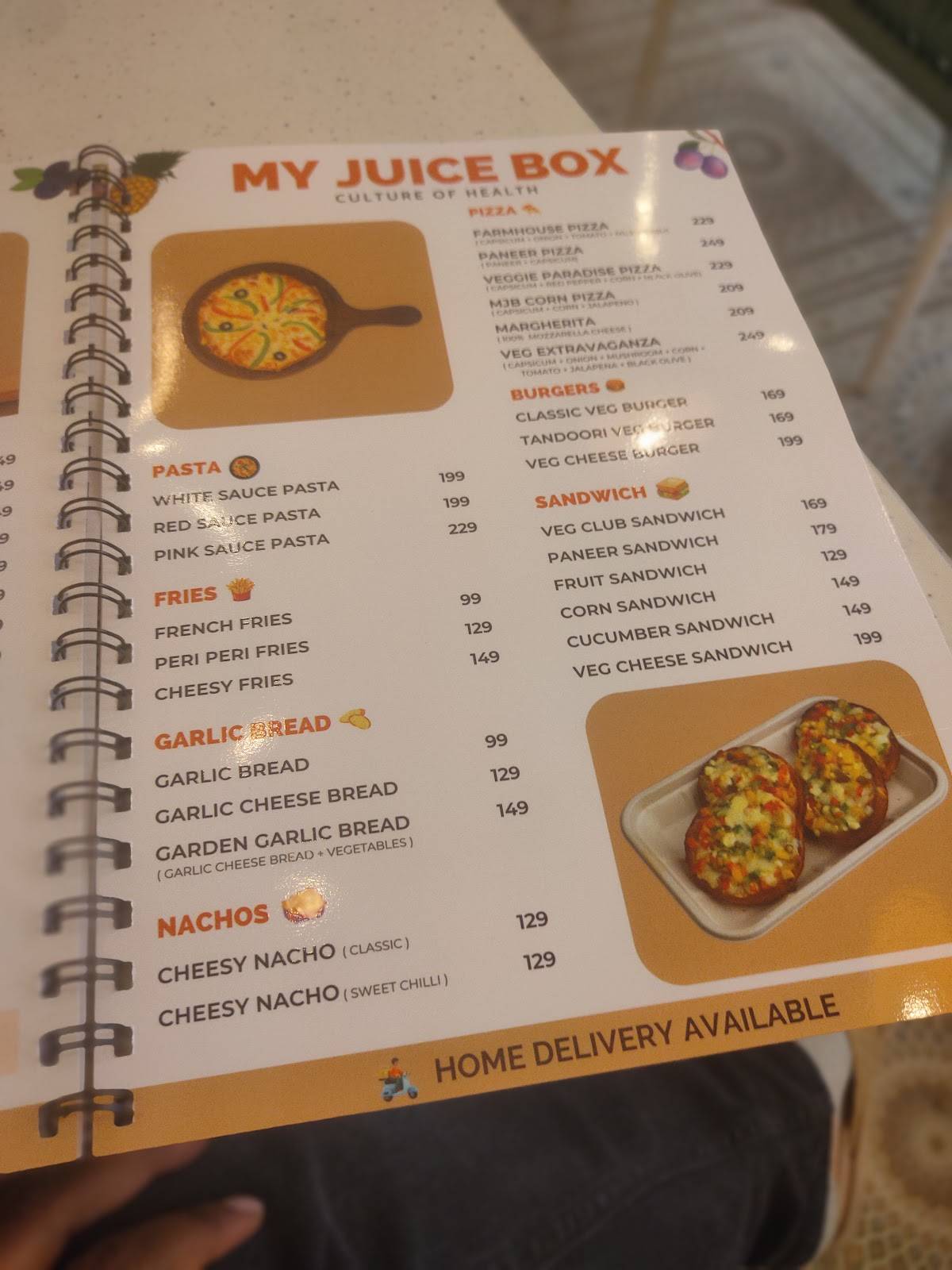 My Juice Box menu