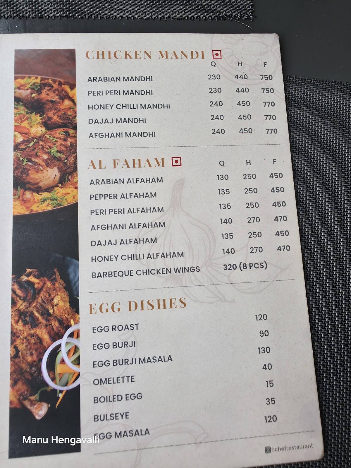 N Chef Restaurant menu