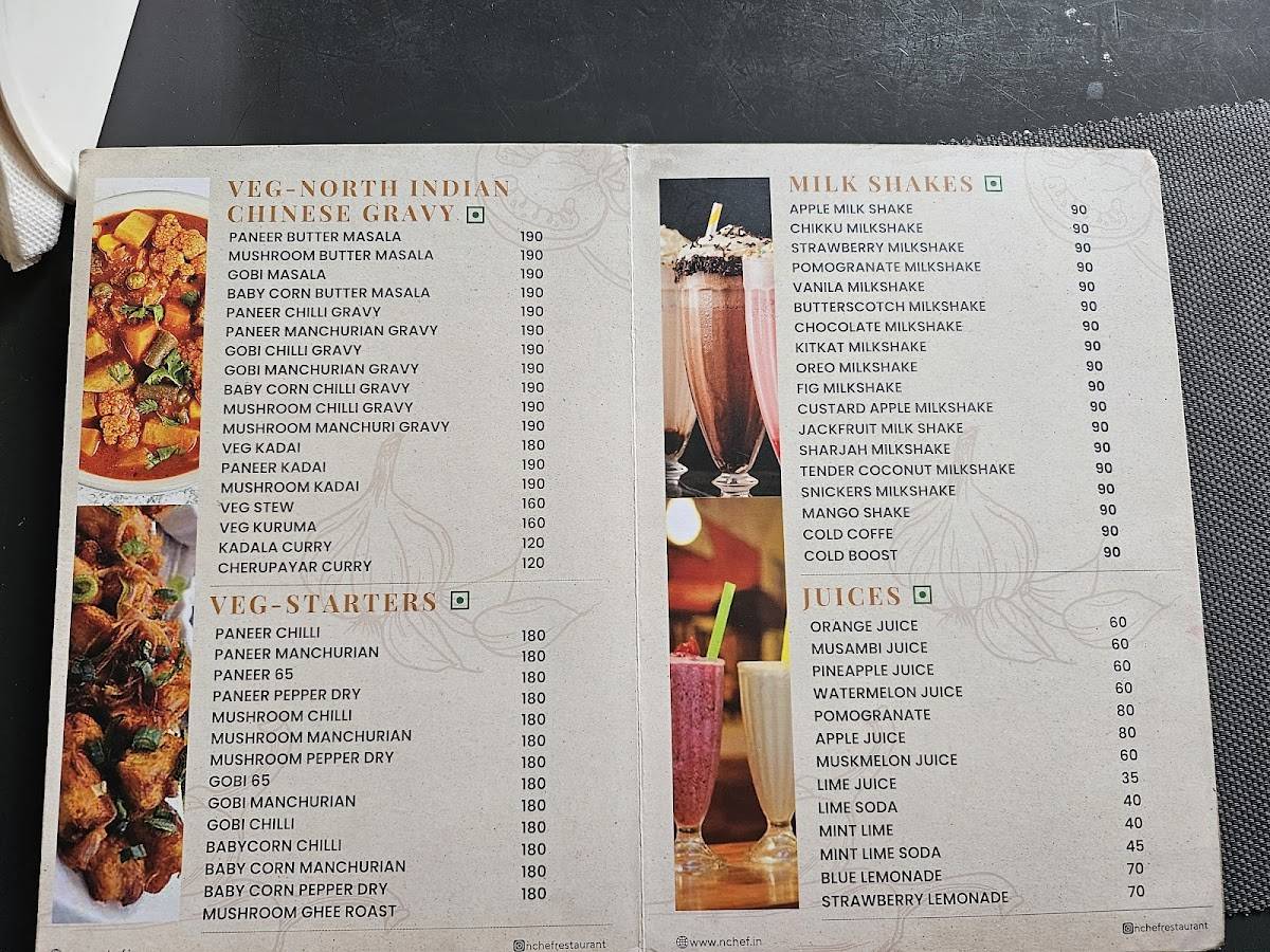 N Chef Restaurant menu