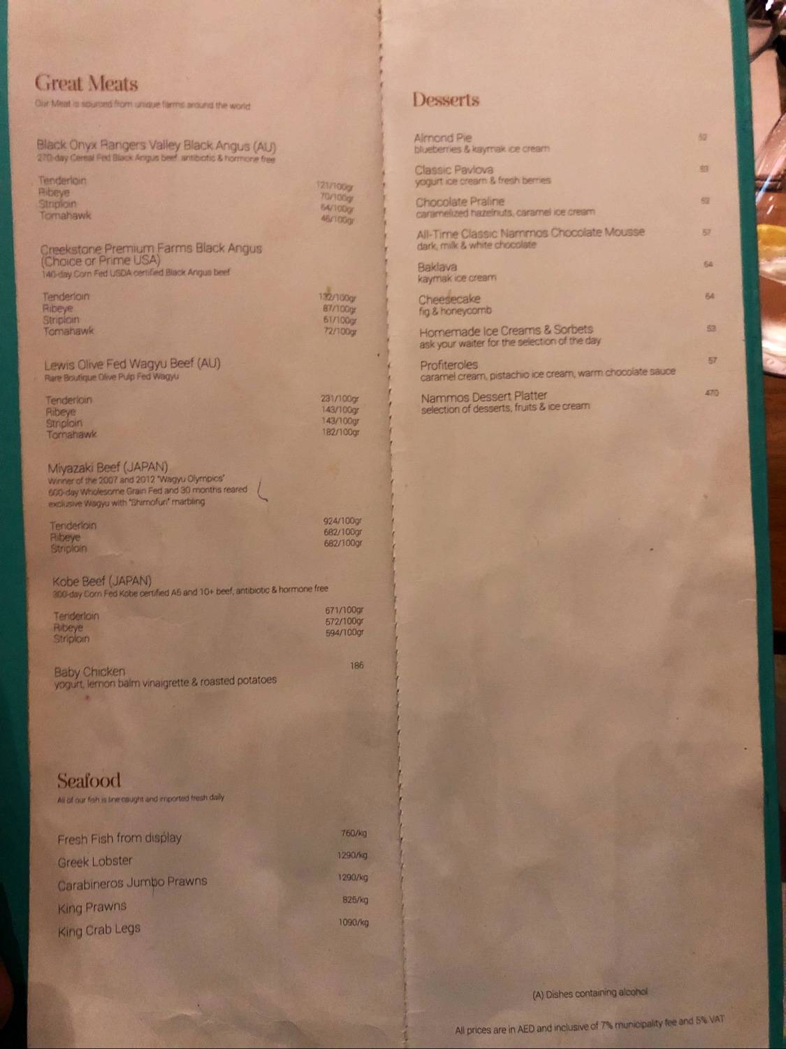 Menu At Nammos Dubai Restaurant Dubai