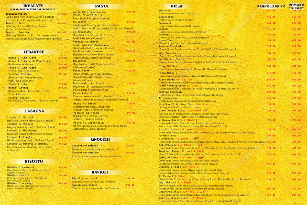 ND’s MANGO Restaurant - Vapi menu