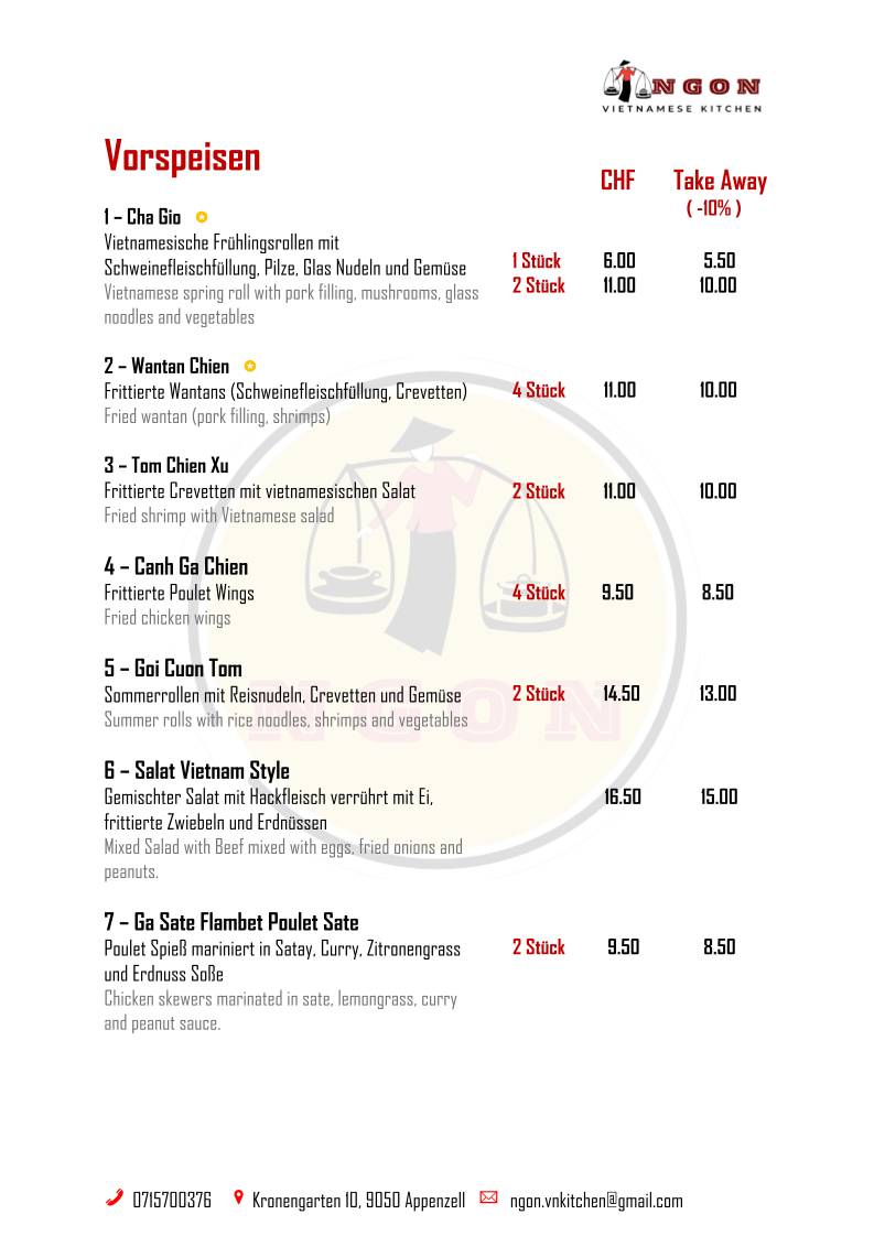 Menu di NGON Vietnamese Kitchen 