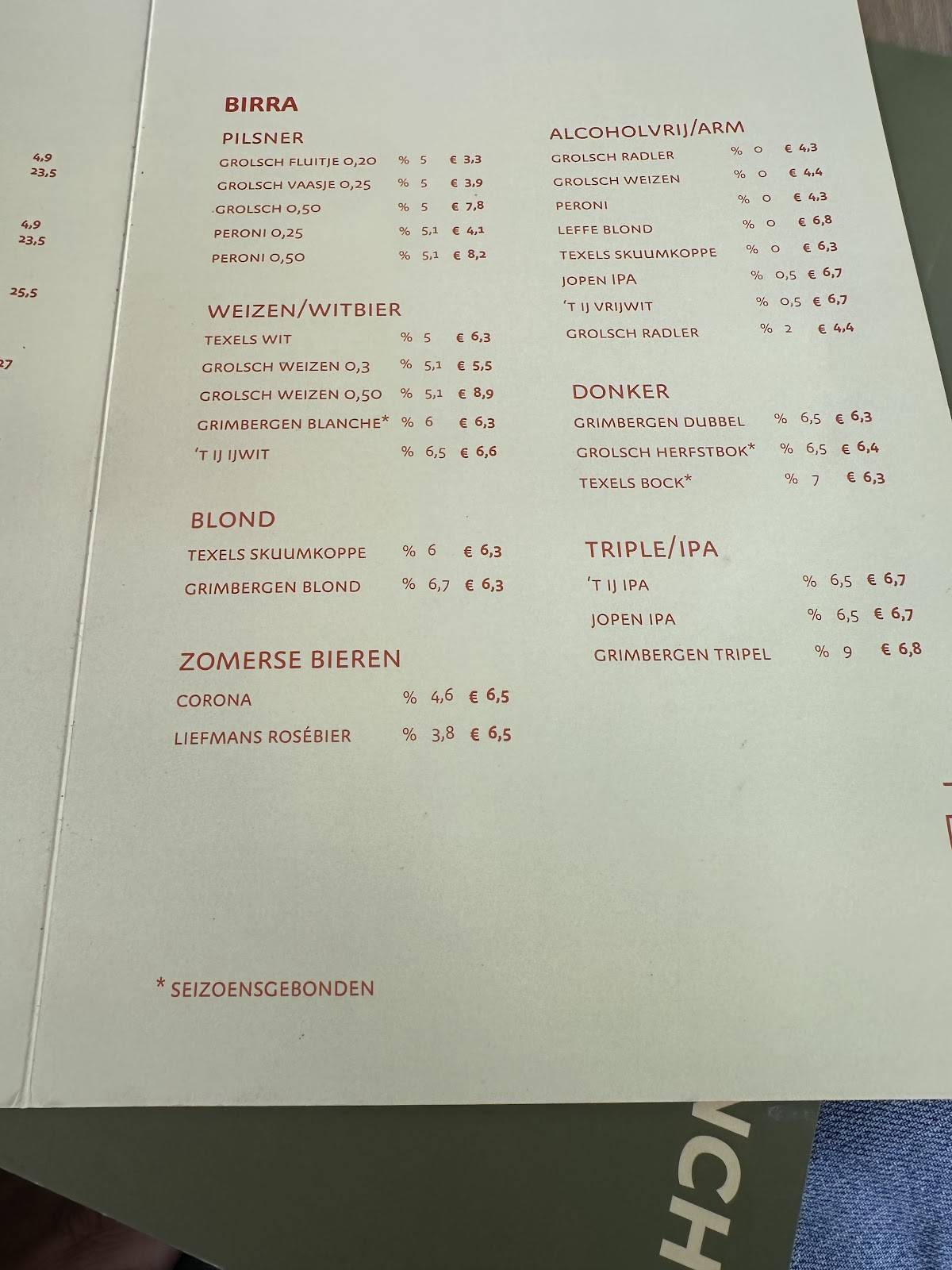 Menu de NOVI Enschede Italiaans restaurant