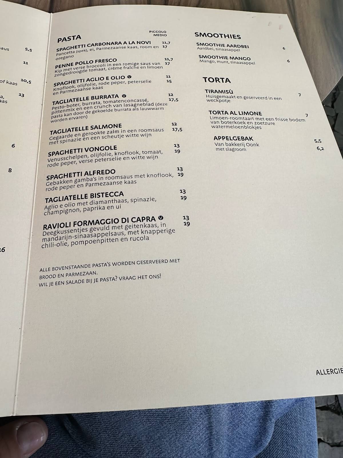 Menu de NOVI Enschede Italiaans restaurant