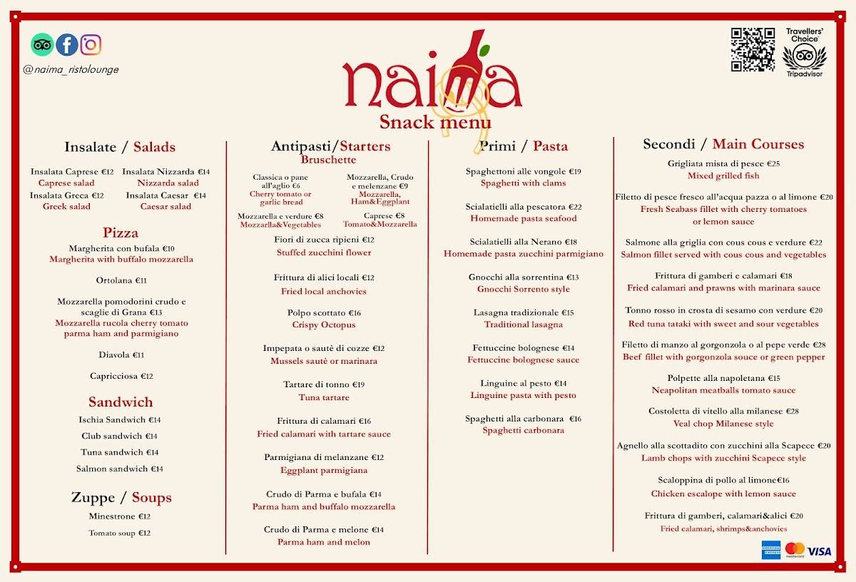 Menu di Naima Lounge Bar 