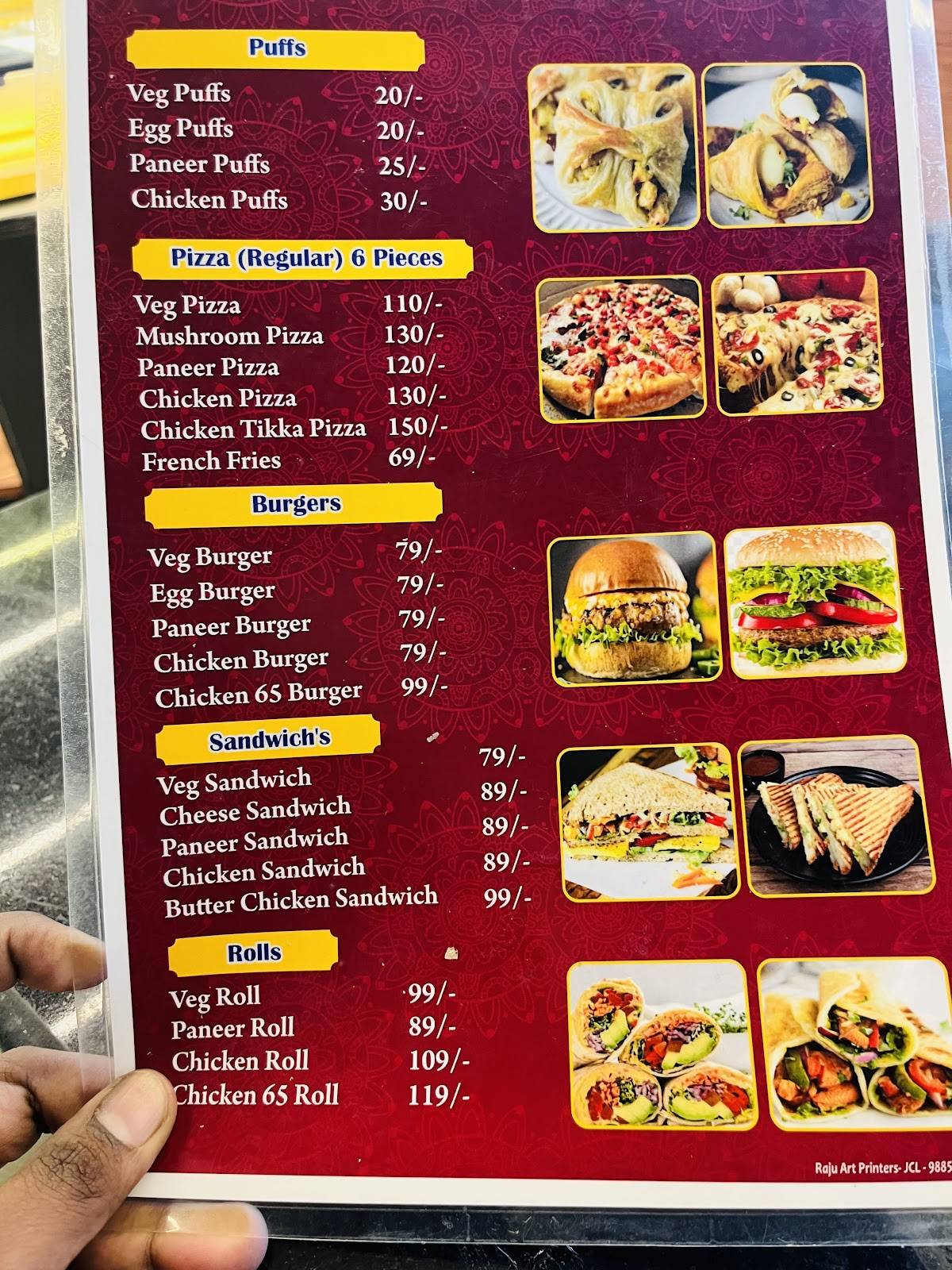 Nakshatra Bakery and banquet Hall menu
