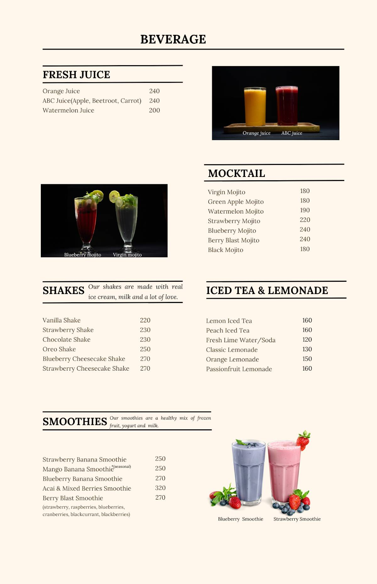 Napoli menu