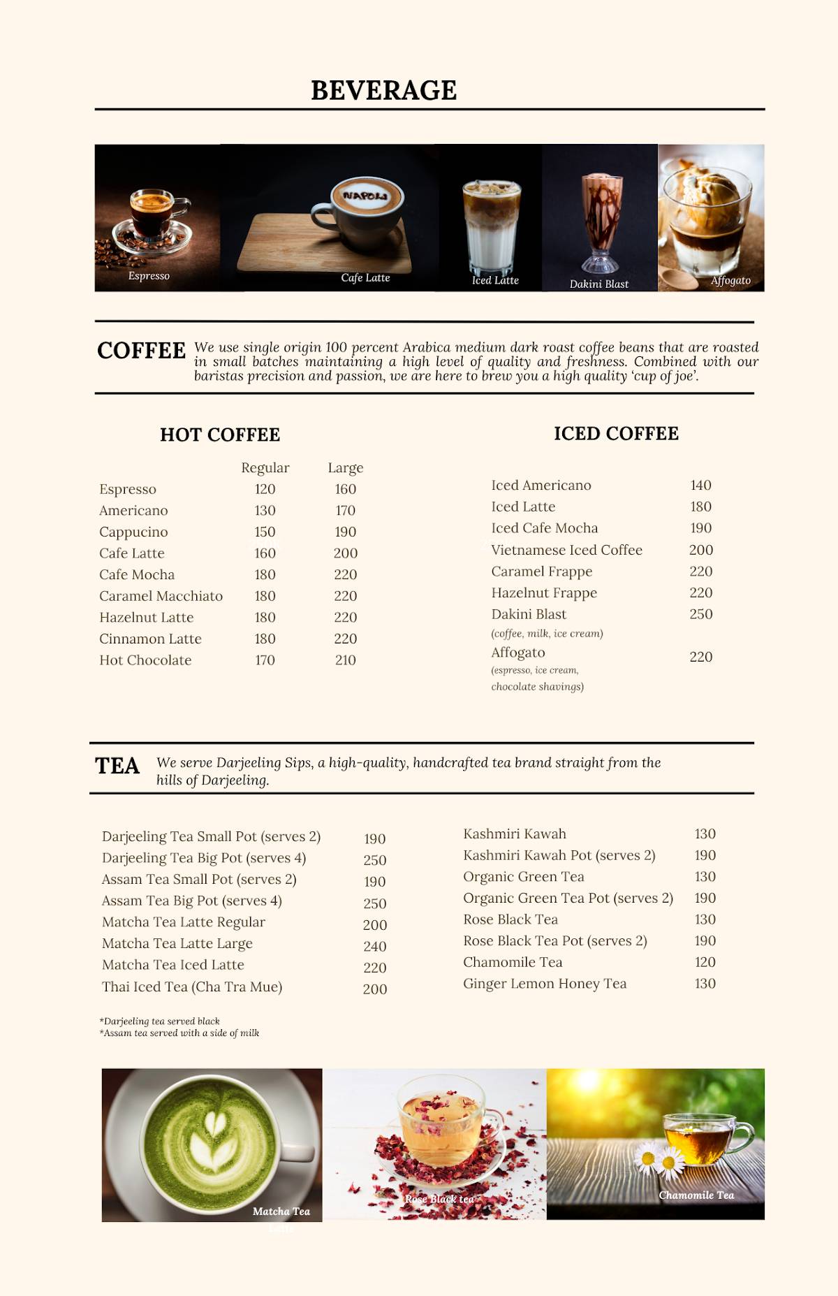 Napoli menu