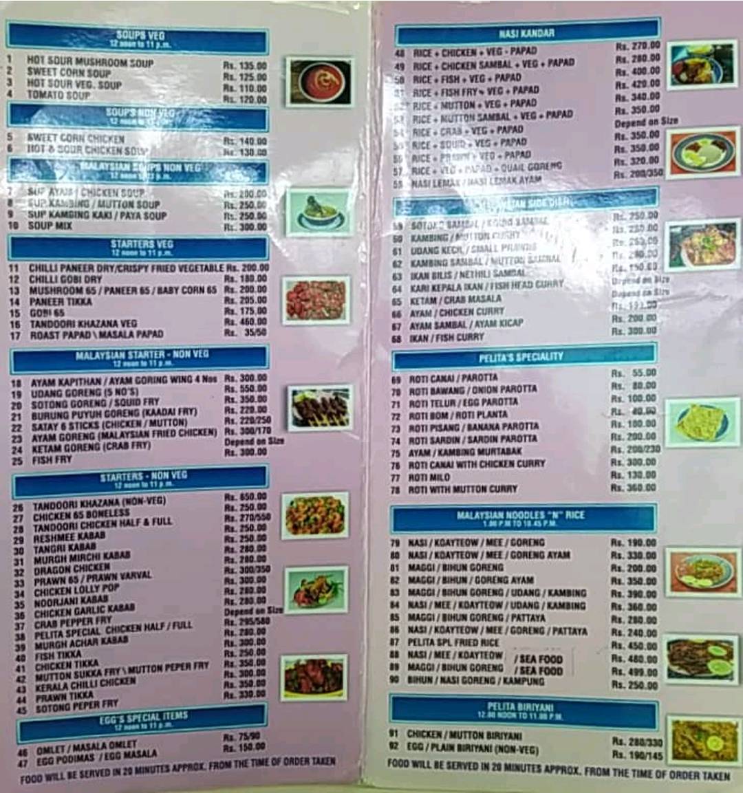 Nasi Kandar Pelita Halal Malaysian Cuisine menu