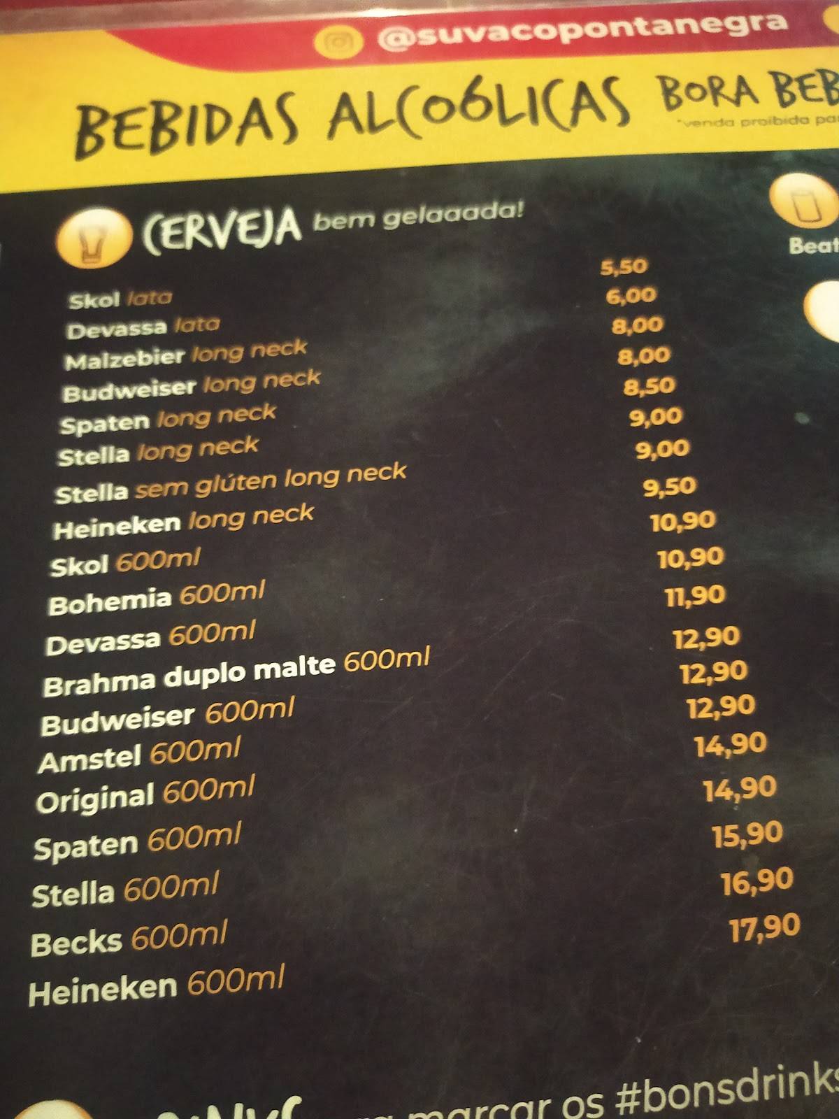 Suvaco Ponta Negra Ponta Negra cardápio