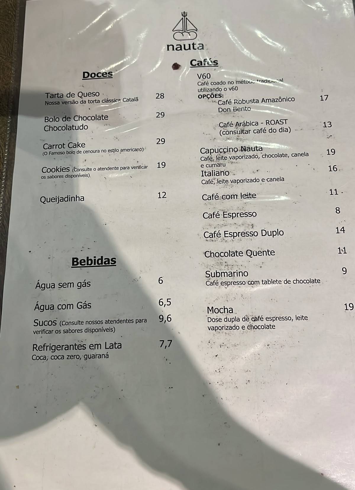 Nauta Pães e Doces Artesanais cardápio