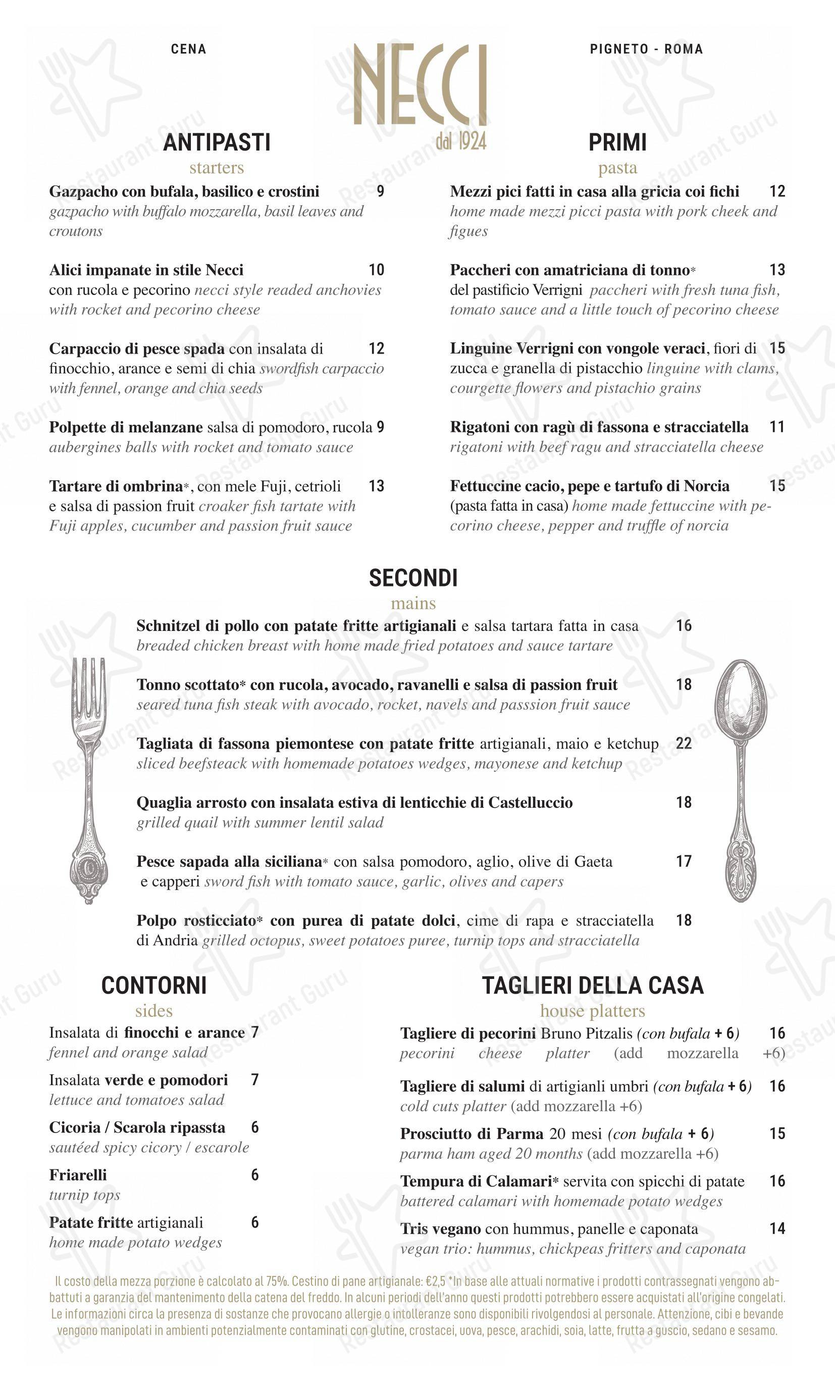 Коктейльная карта per Necci dal 1924 pub & bar