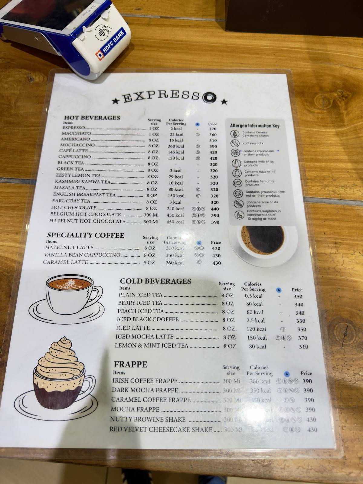 Expresso menu