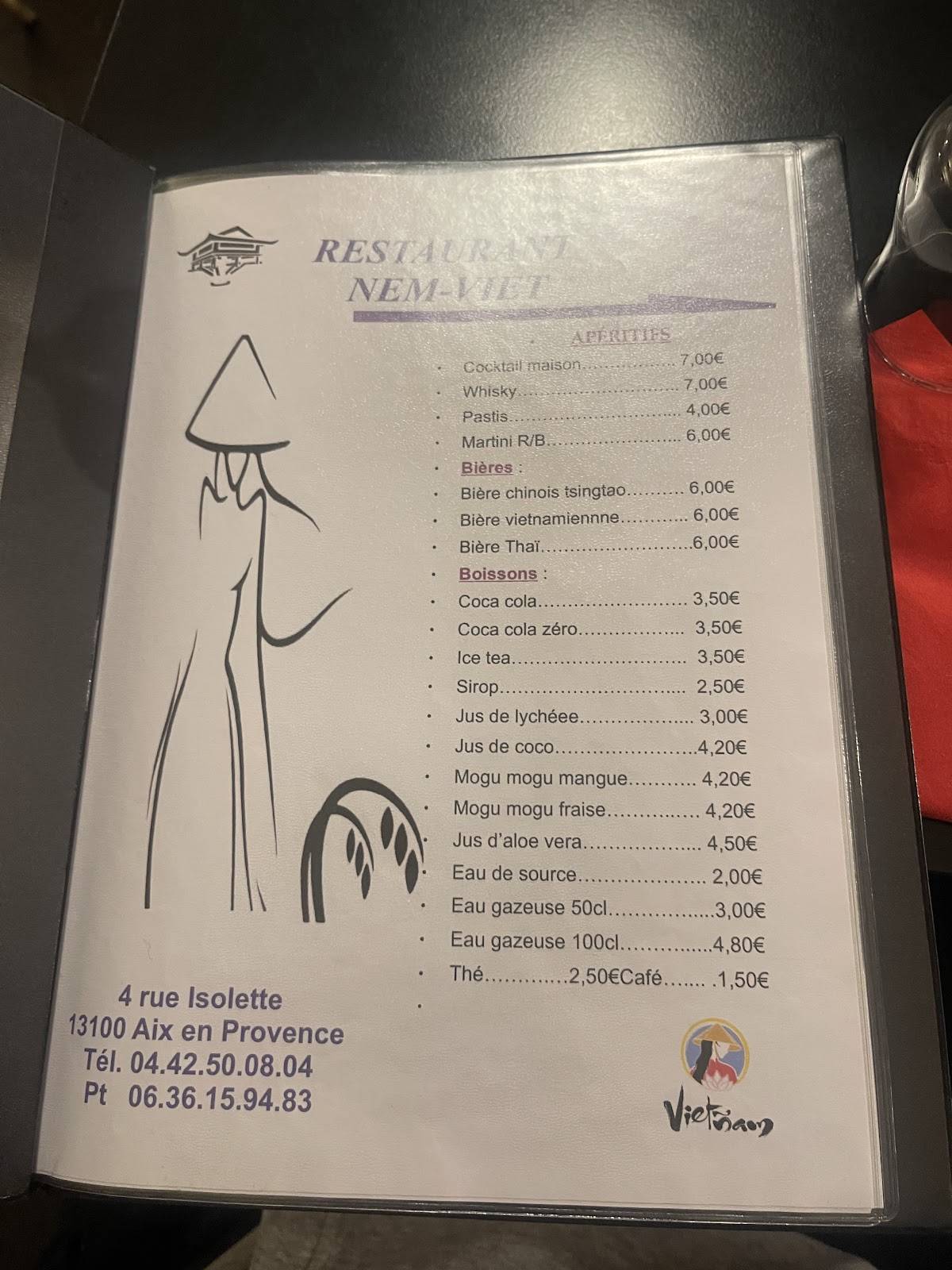 Menu de Nem Viet