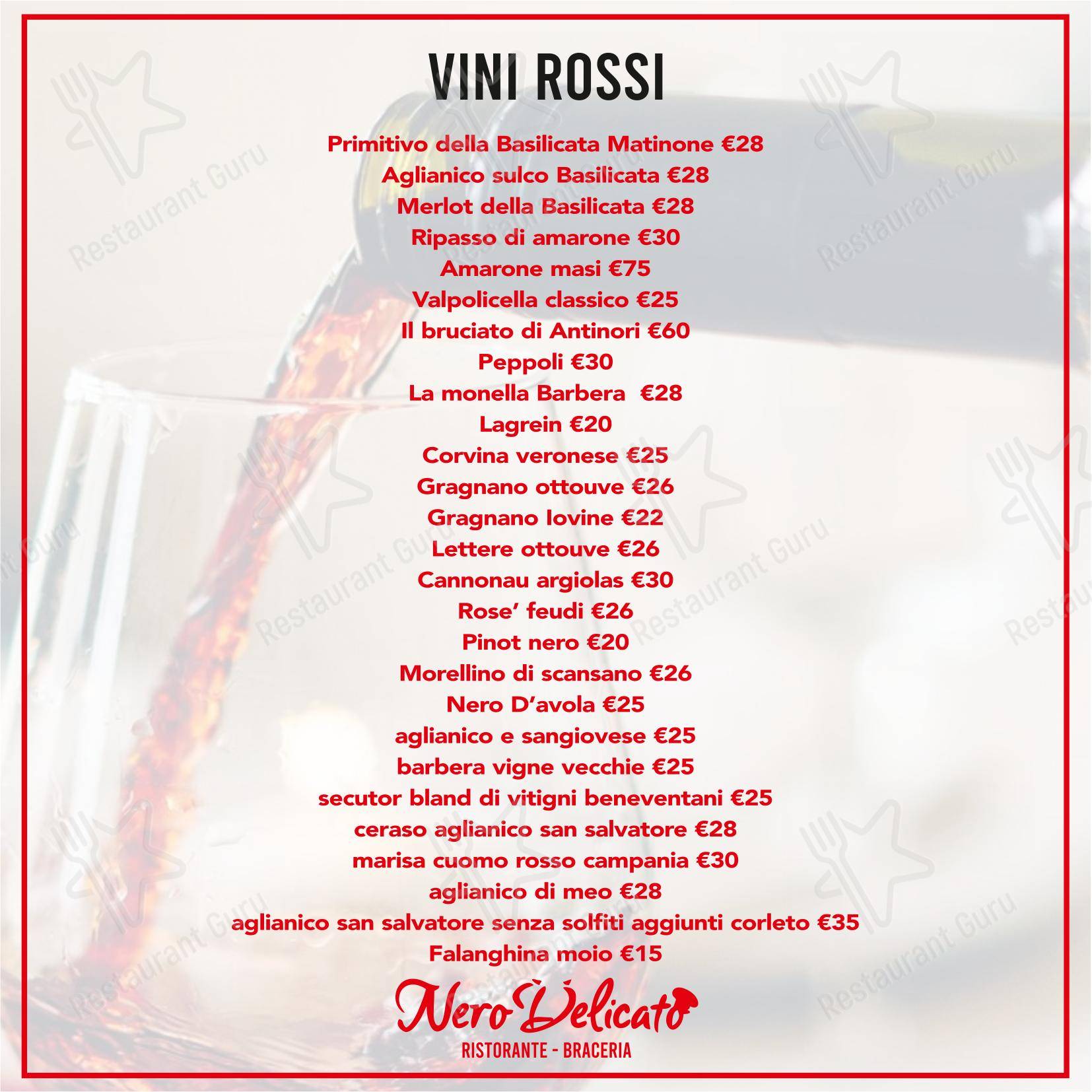 Menu di OSTERIA BRACERIA NERO DELICATO 