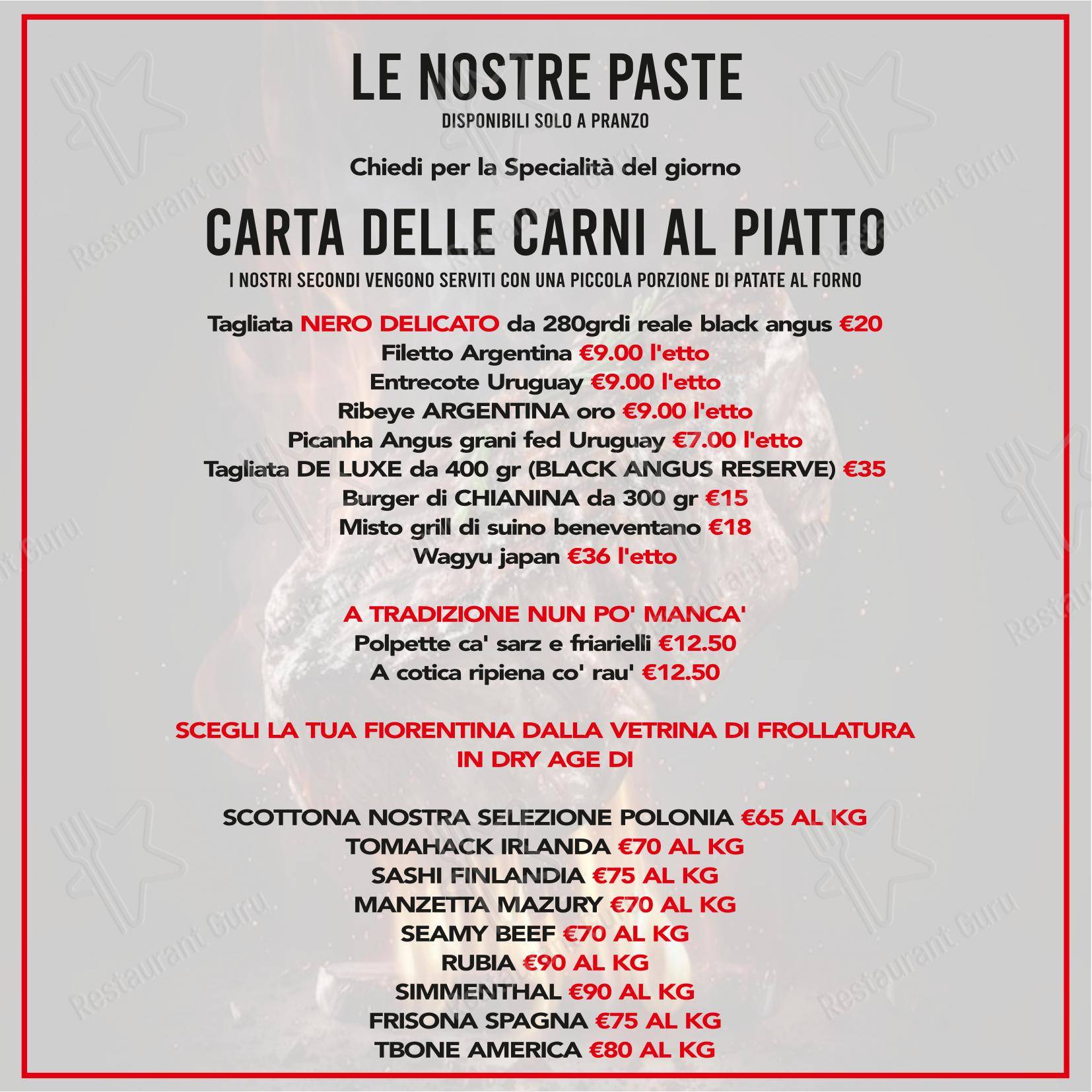 Menu di OSTERIA BRACERIA NERO DELICATO 