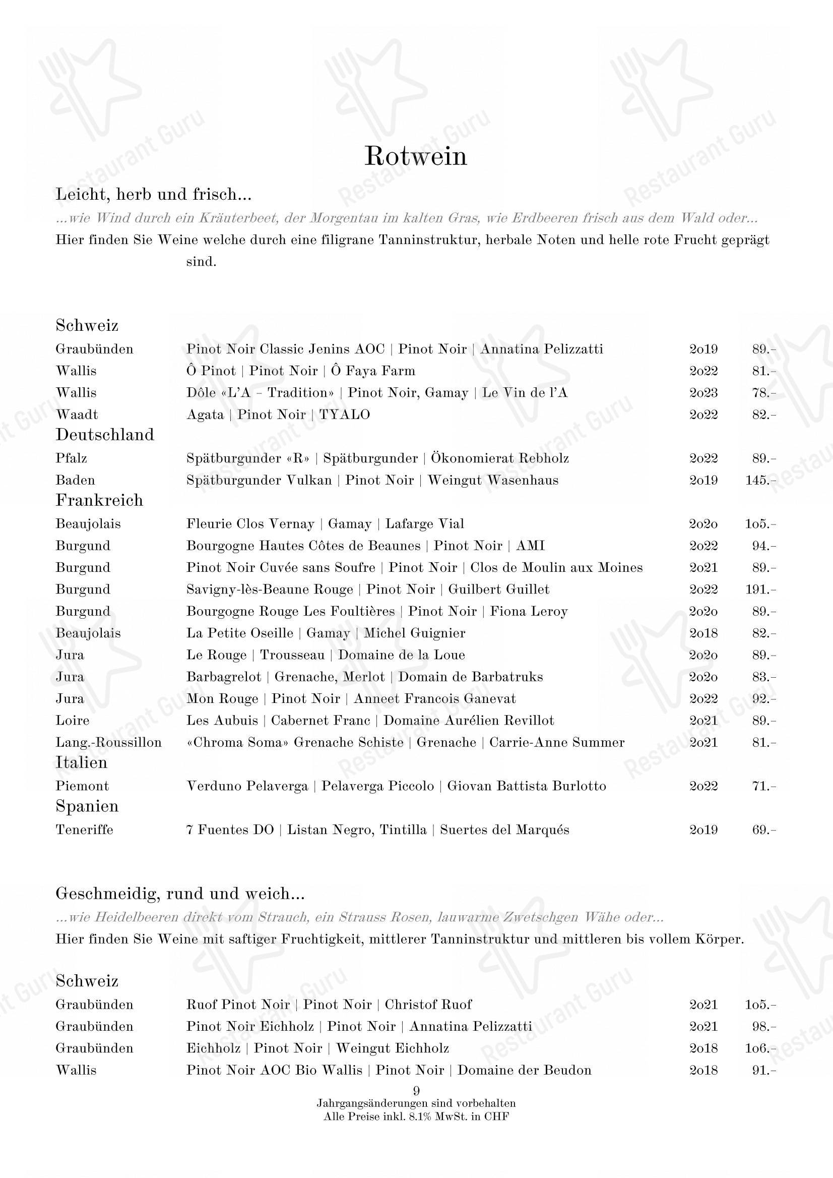Menu per Neue Taverne ristorante