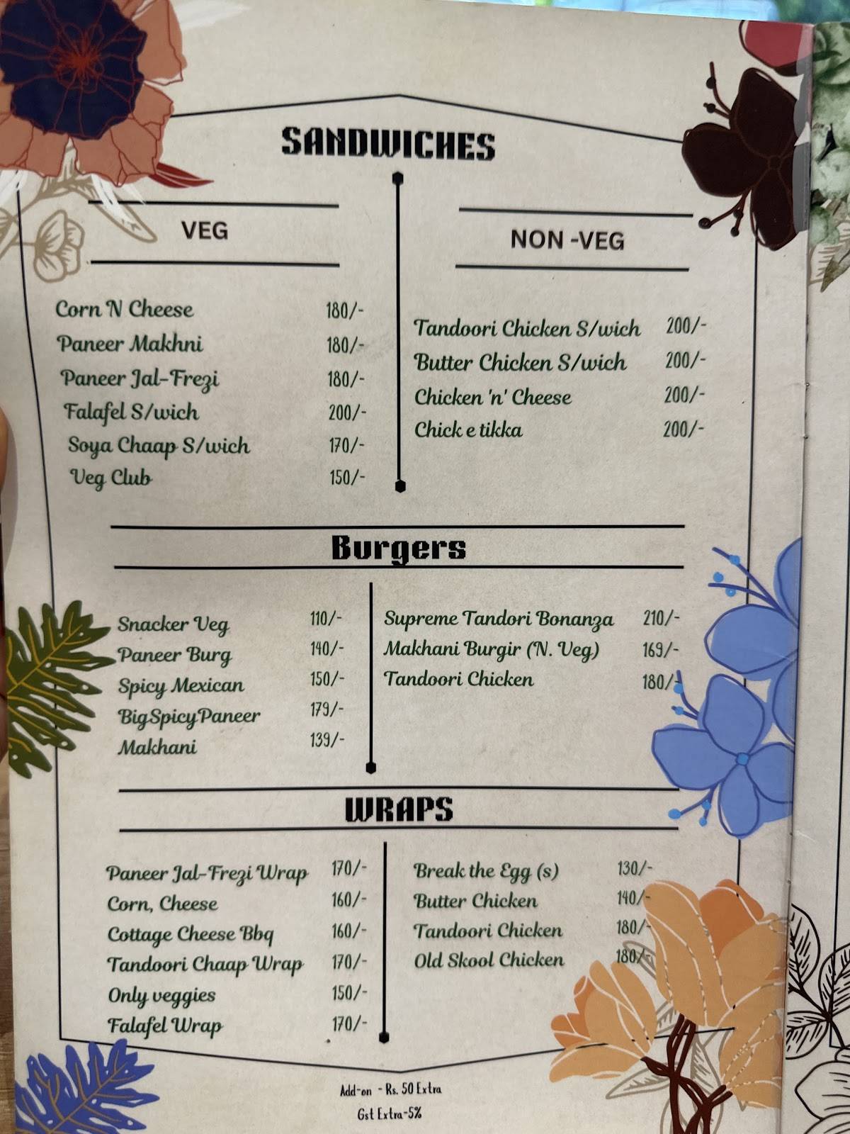 Lite Brown Cafe menu