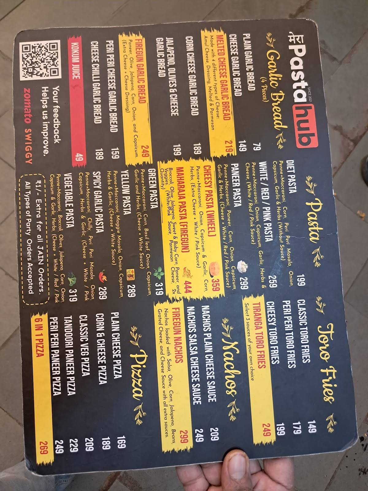 Night Bazaar menu