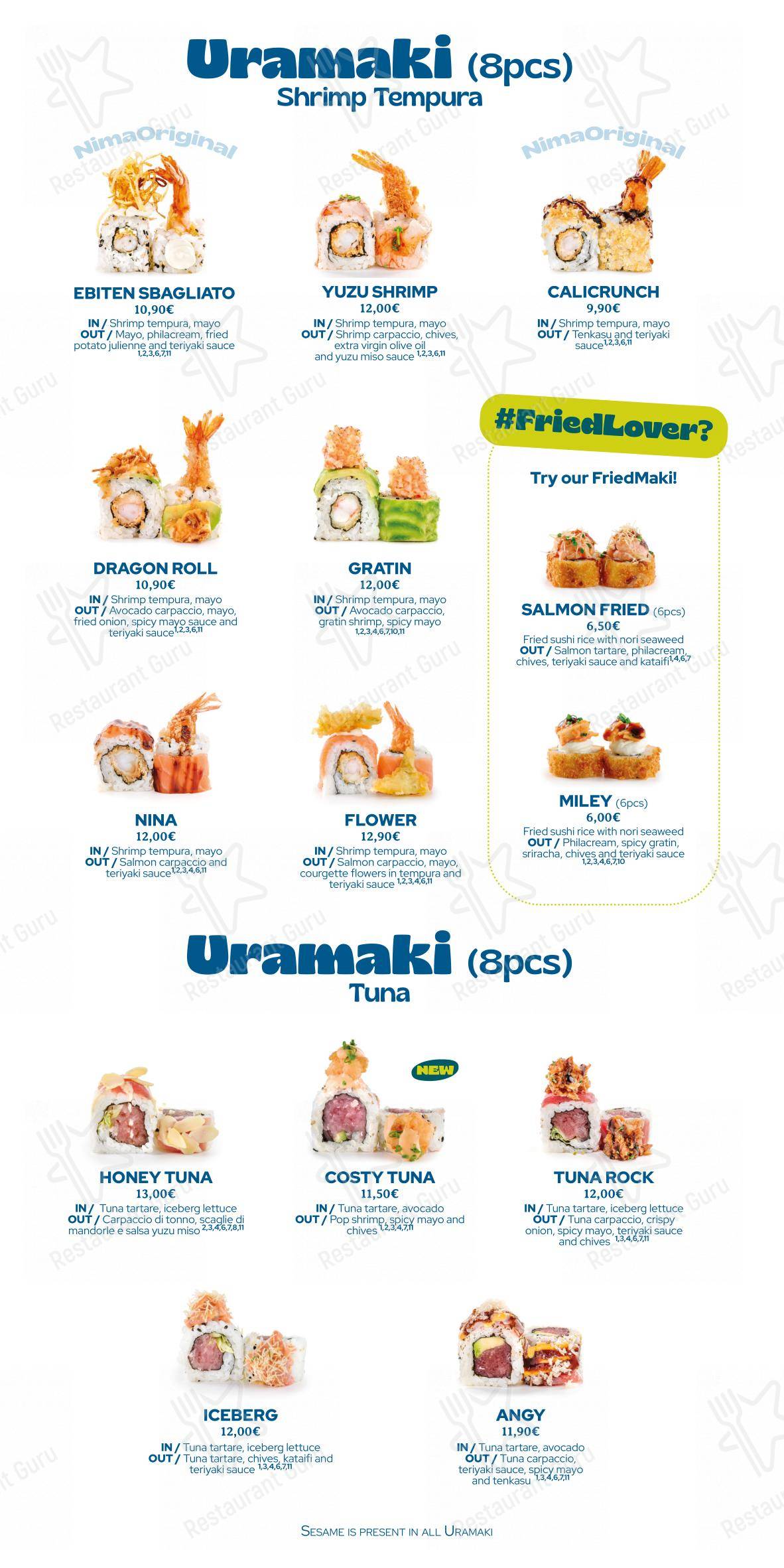 Menu di NIMA Sushi - Основное меню