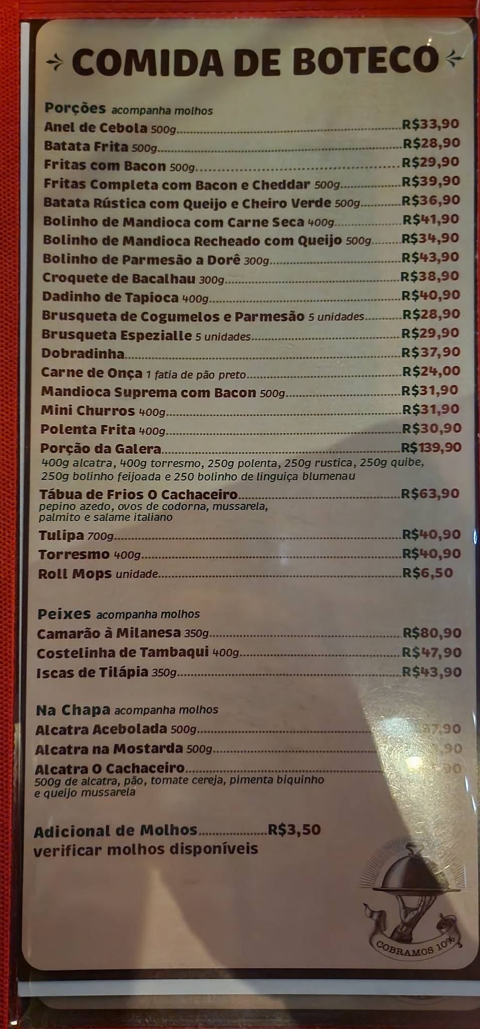 O Cachaceiro Curitiba cardápio