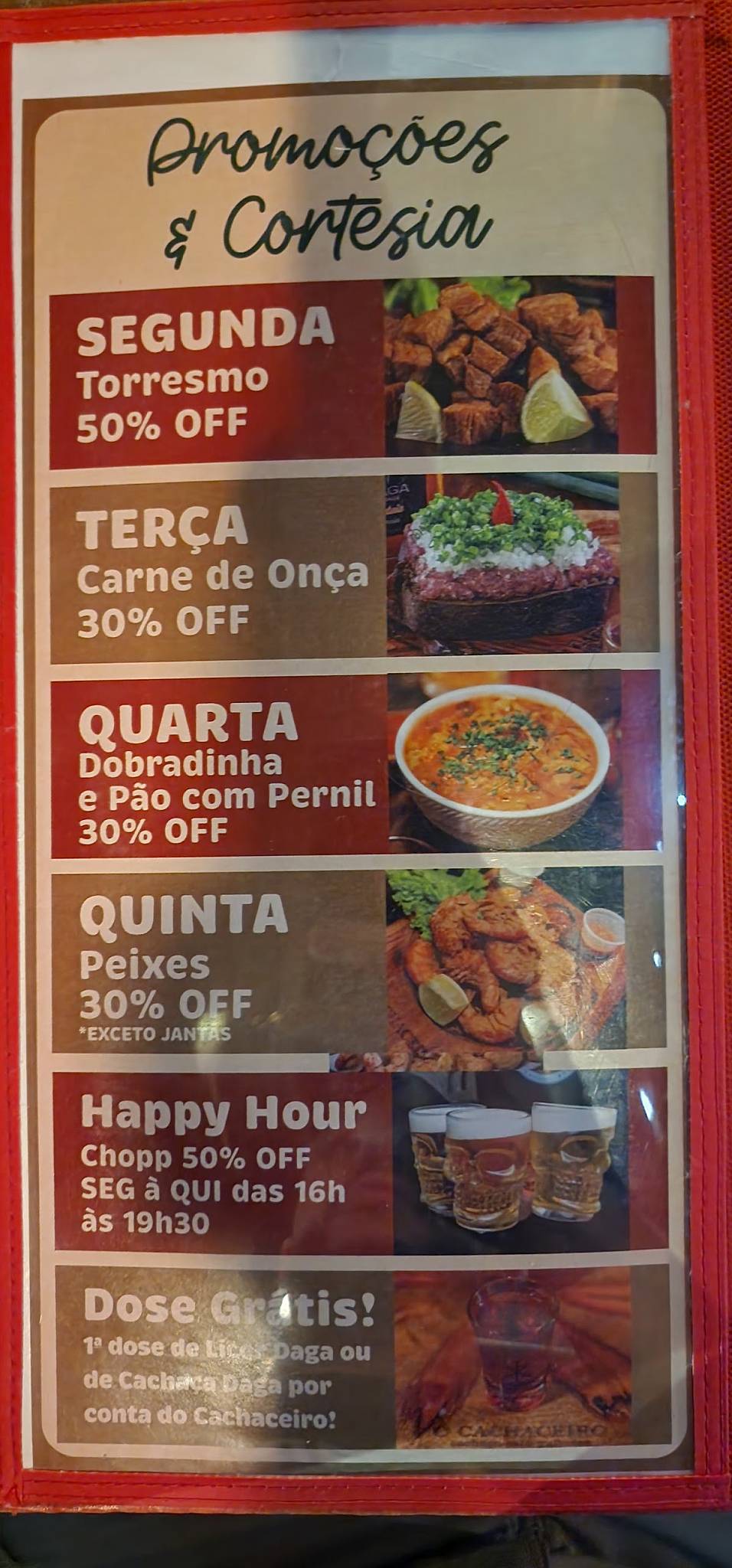 O Cachaceiro Curitiba cardápio