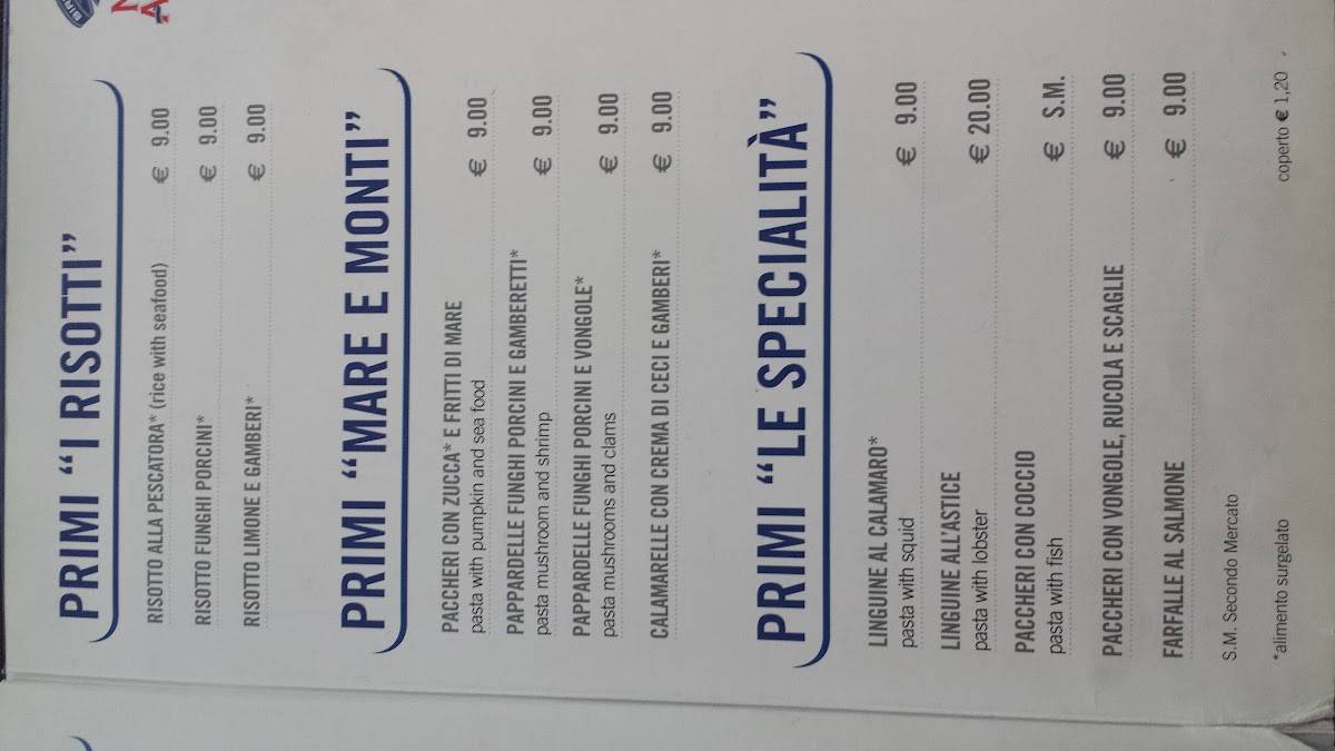 Menu di 'O Calamaro 