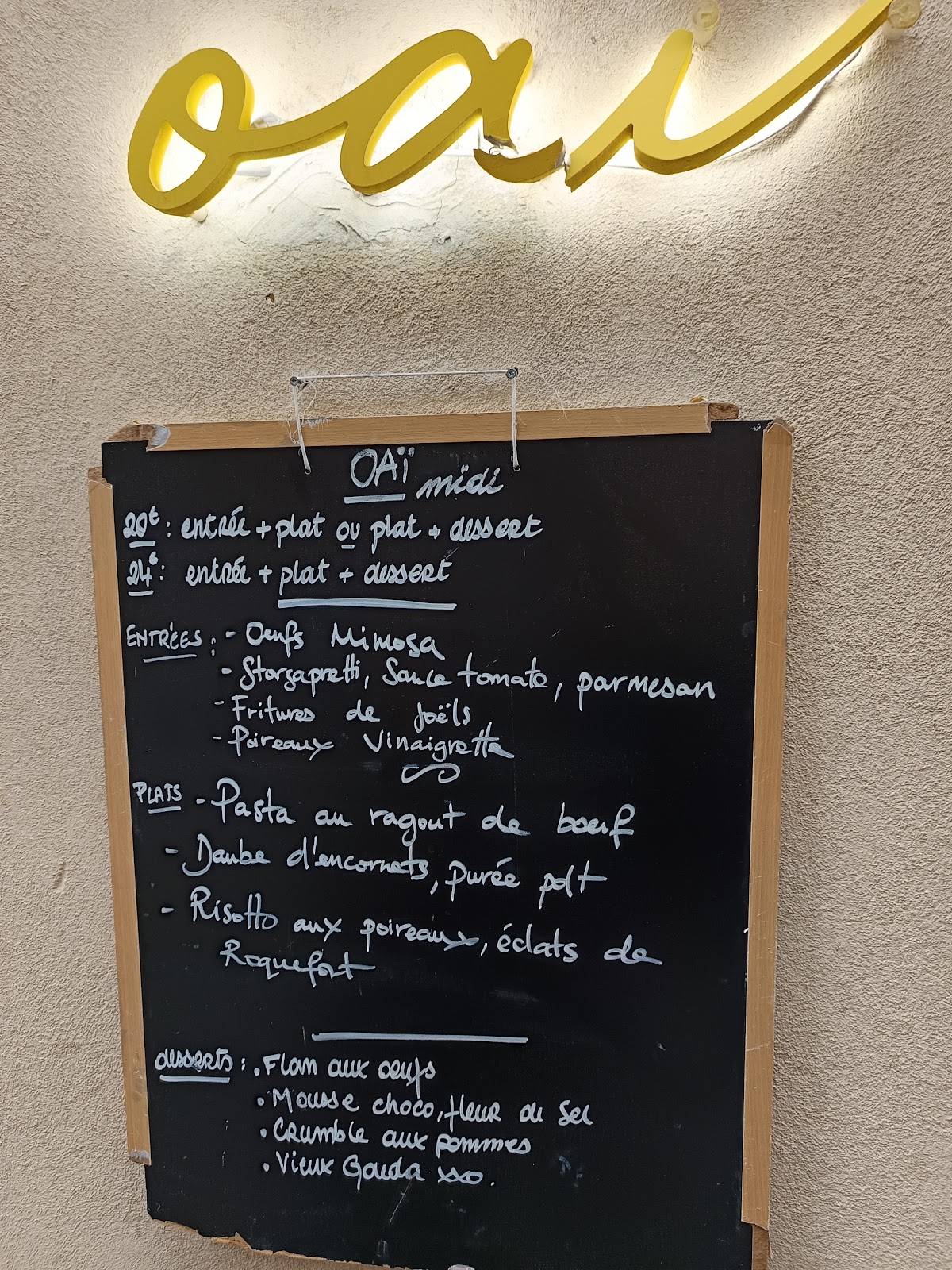 Menu de Oaï