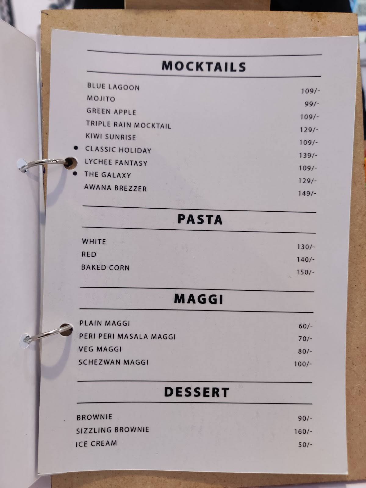 OFF WHITE ( A Quality Street Cafe ) menu