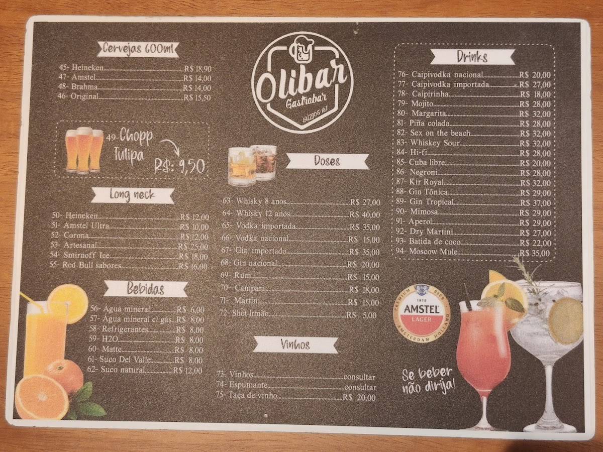 Olibar Búzios cardápio