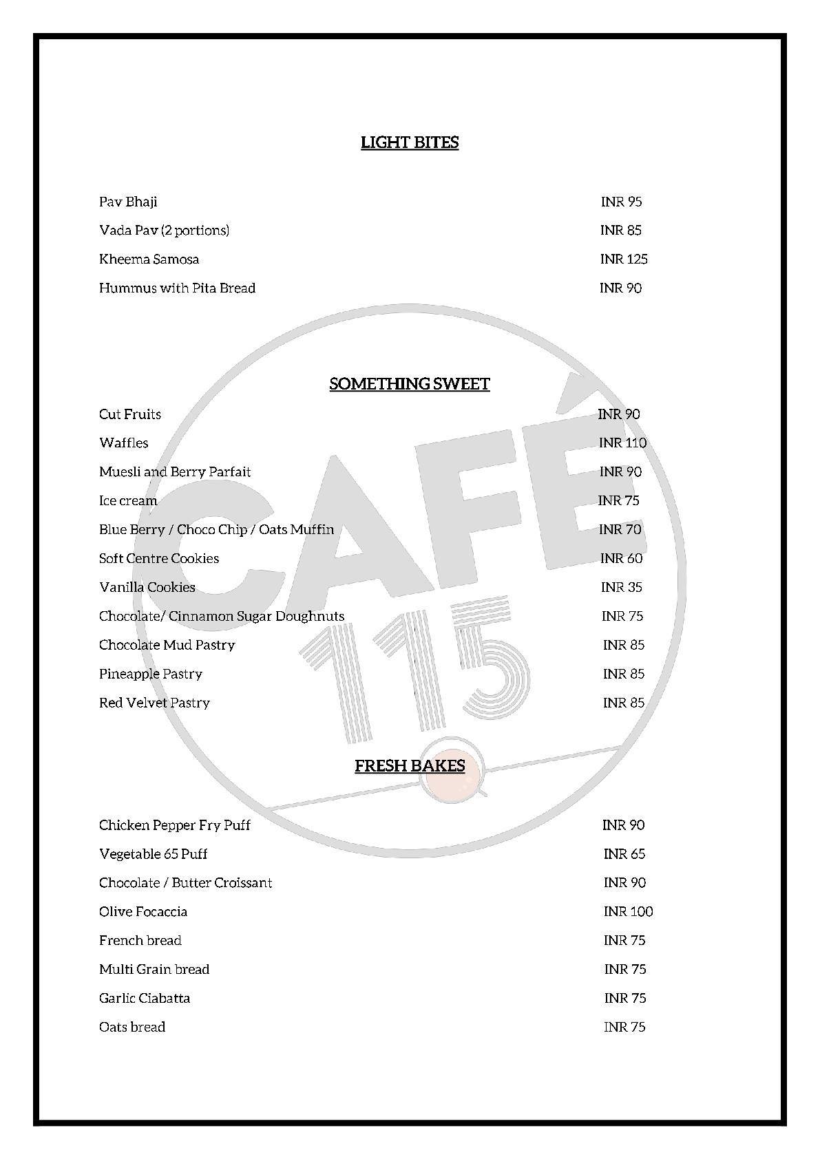 Oakwood Residence Kapil Hyderabad menu