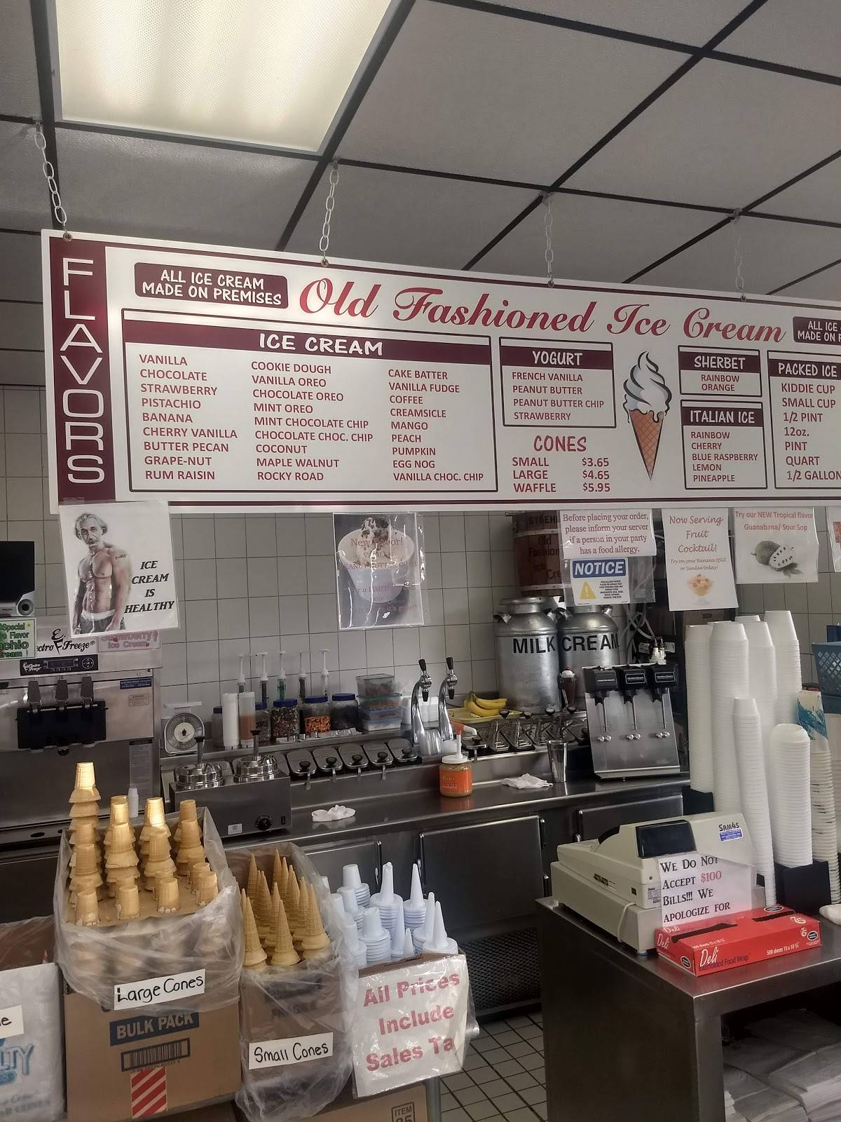 Menu at Old Fashioned Ice Cream, West Babylon