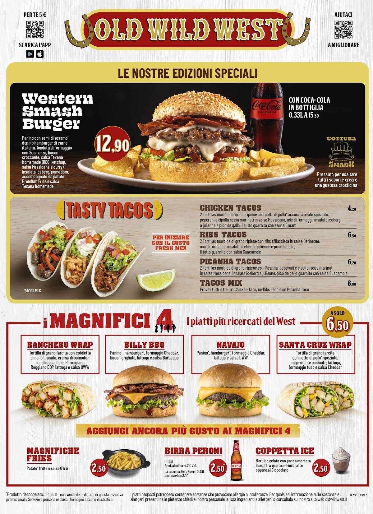 Menu di Old Wild West - Rescaldina 
