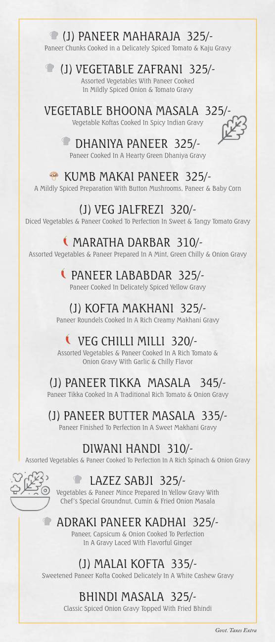Oliva Veg Restaurant menu