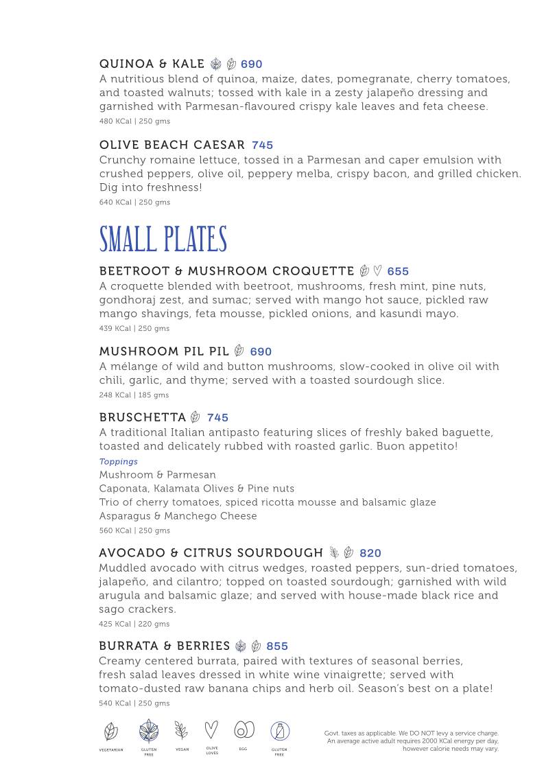 Olive Beach menu
