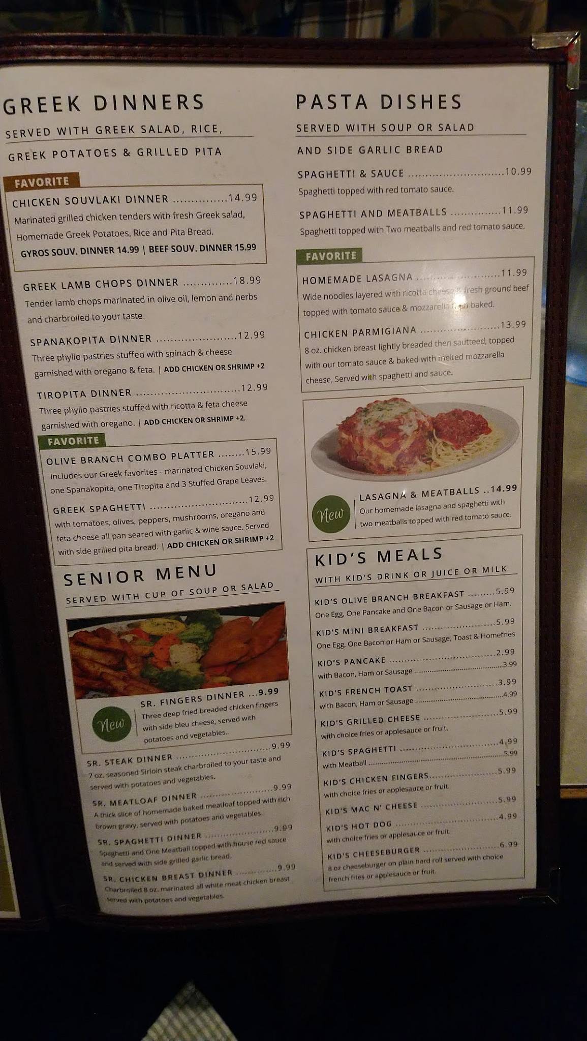 Menu at The Olive Branch Family Restaurant, West Seneca, Union Rd