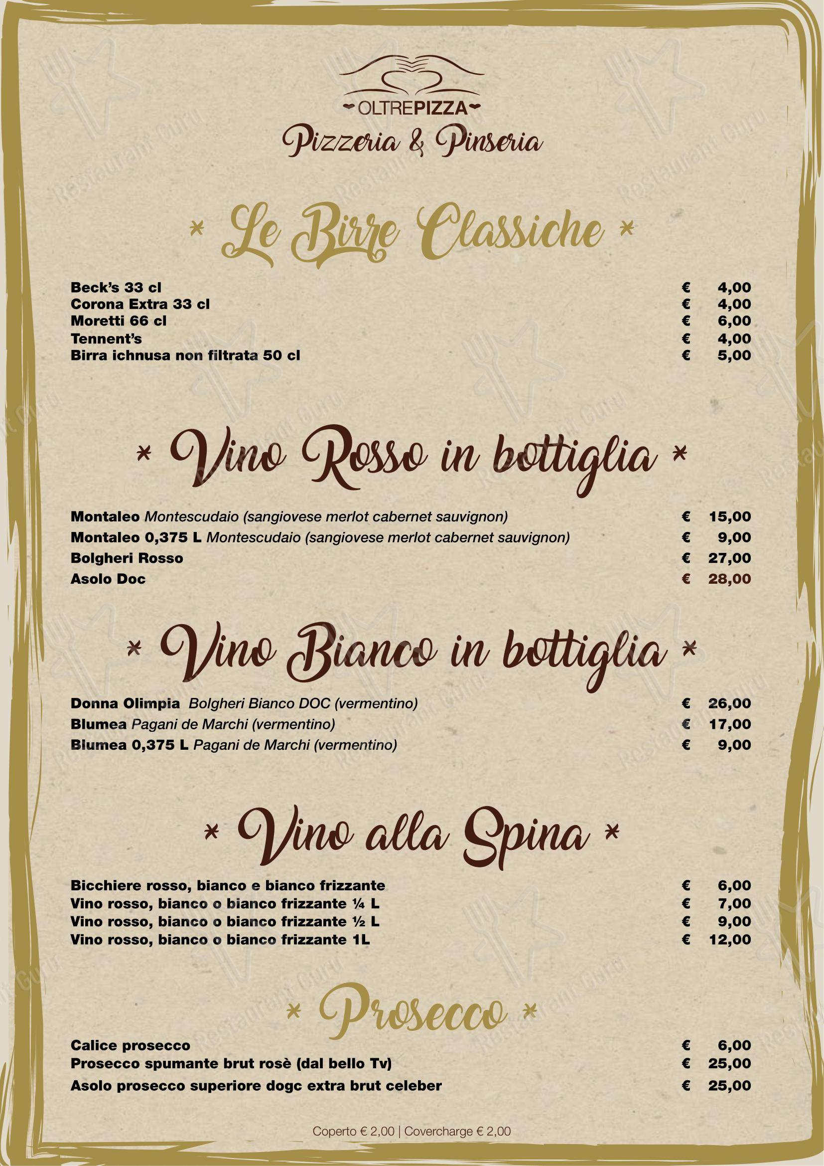 Menu di Oltrepizza - Menu