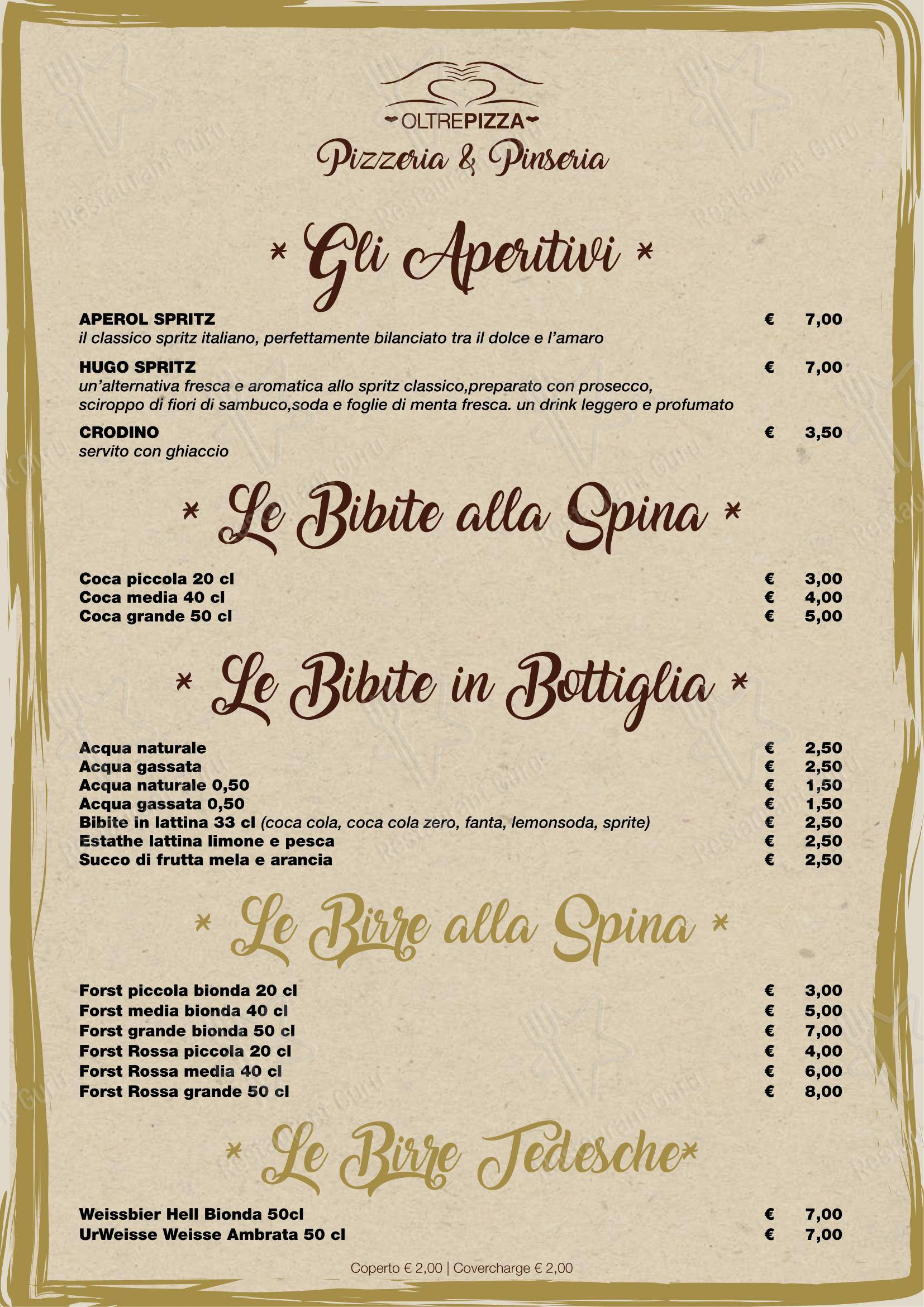 Menu per Oltrepizza in Cecina