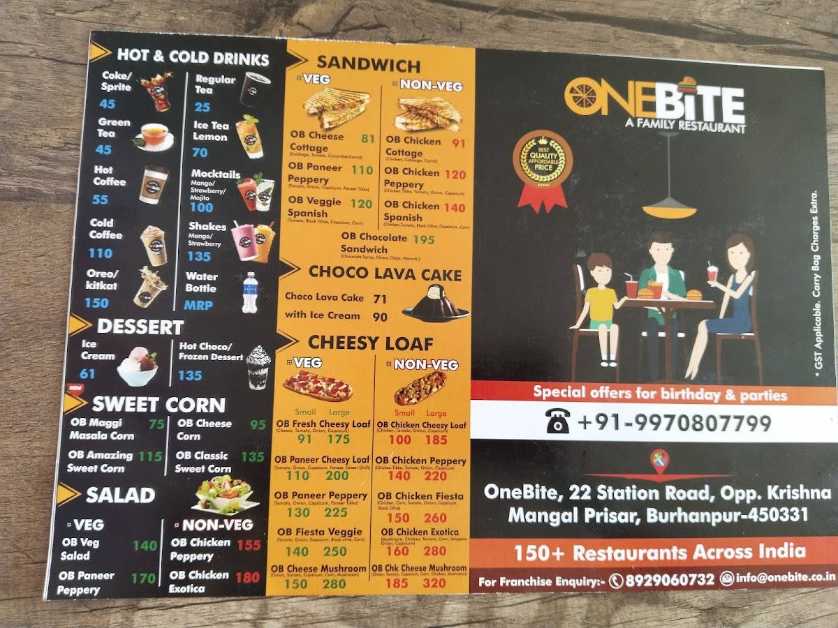 One Bite Burhanpur menu