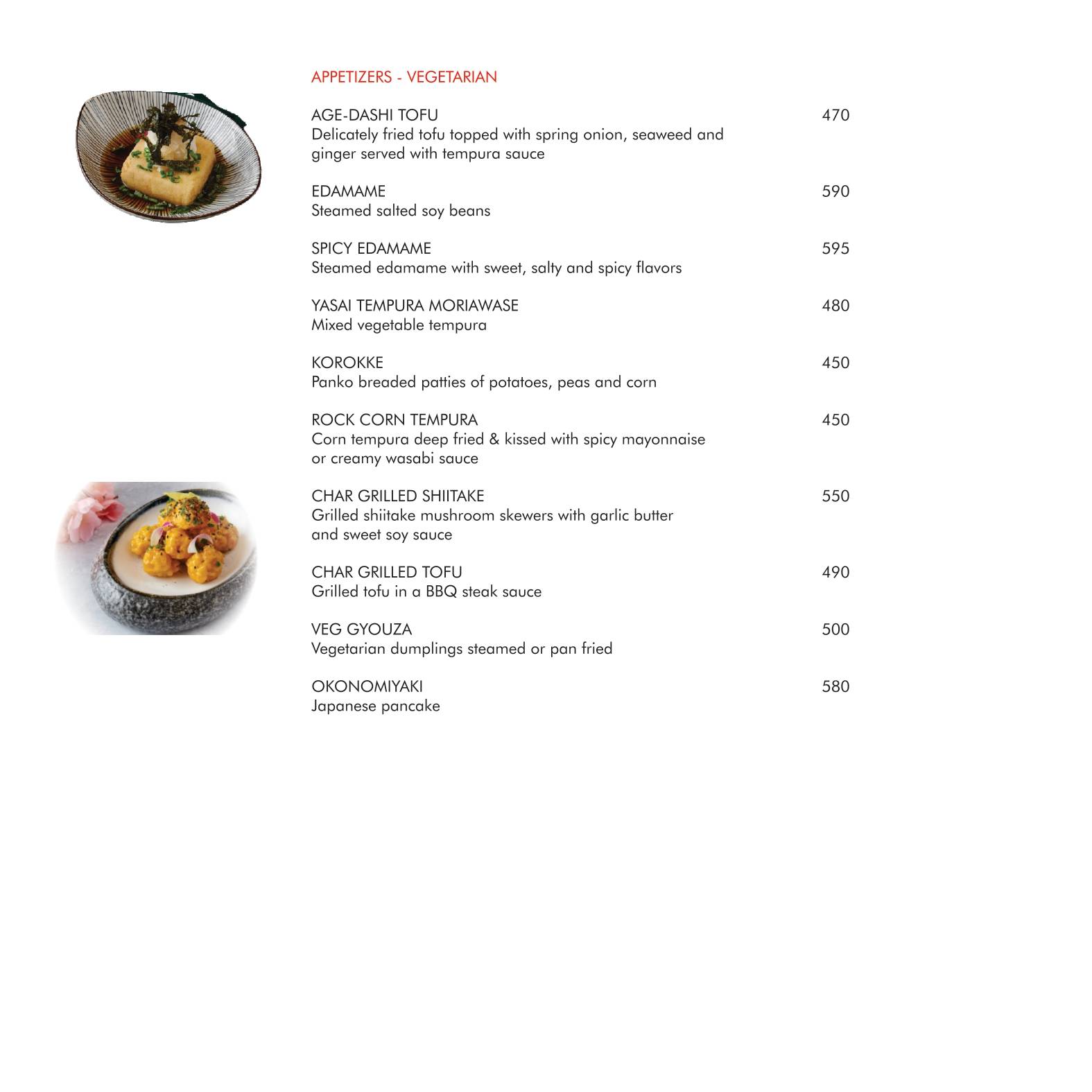 Origami Japanese & Korean Restaurant menu