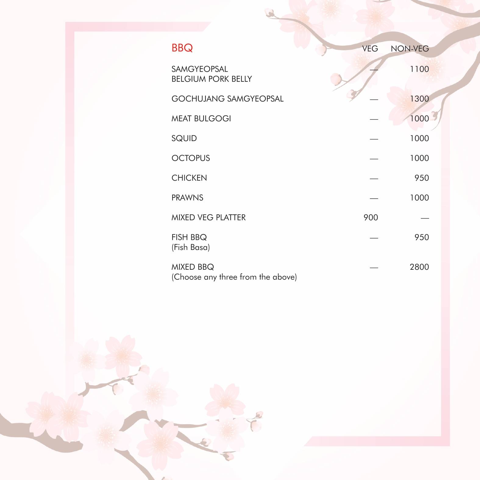 Origami Japanese & Korean Restaurant menu