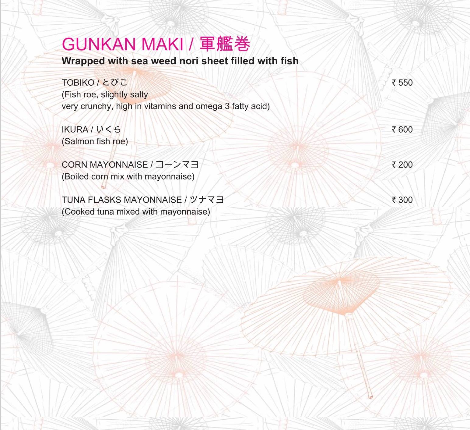 Origami Japanese & Korean Restaurant menu