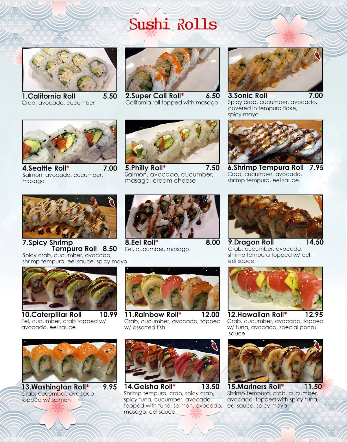 Menu at Oshio Teriyaki & Sushi restaurant, Enumclaw, 730 Griffin Ave