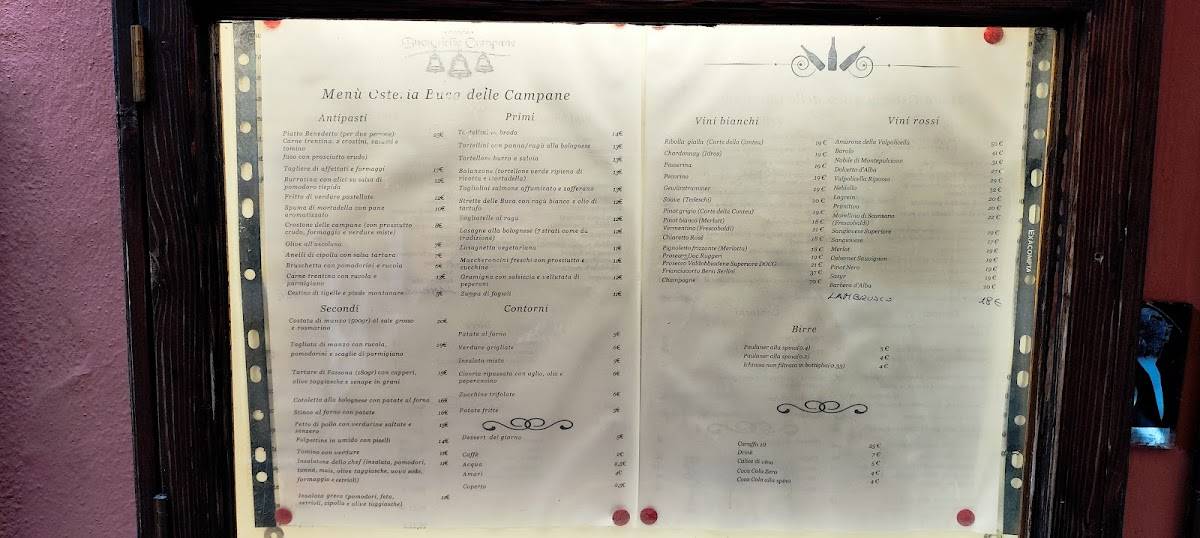 Menu di Osteria Buca delle Campane 