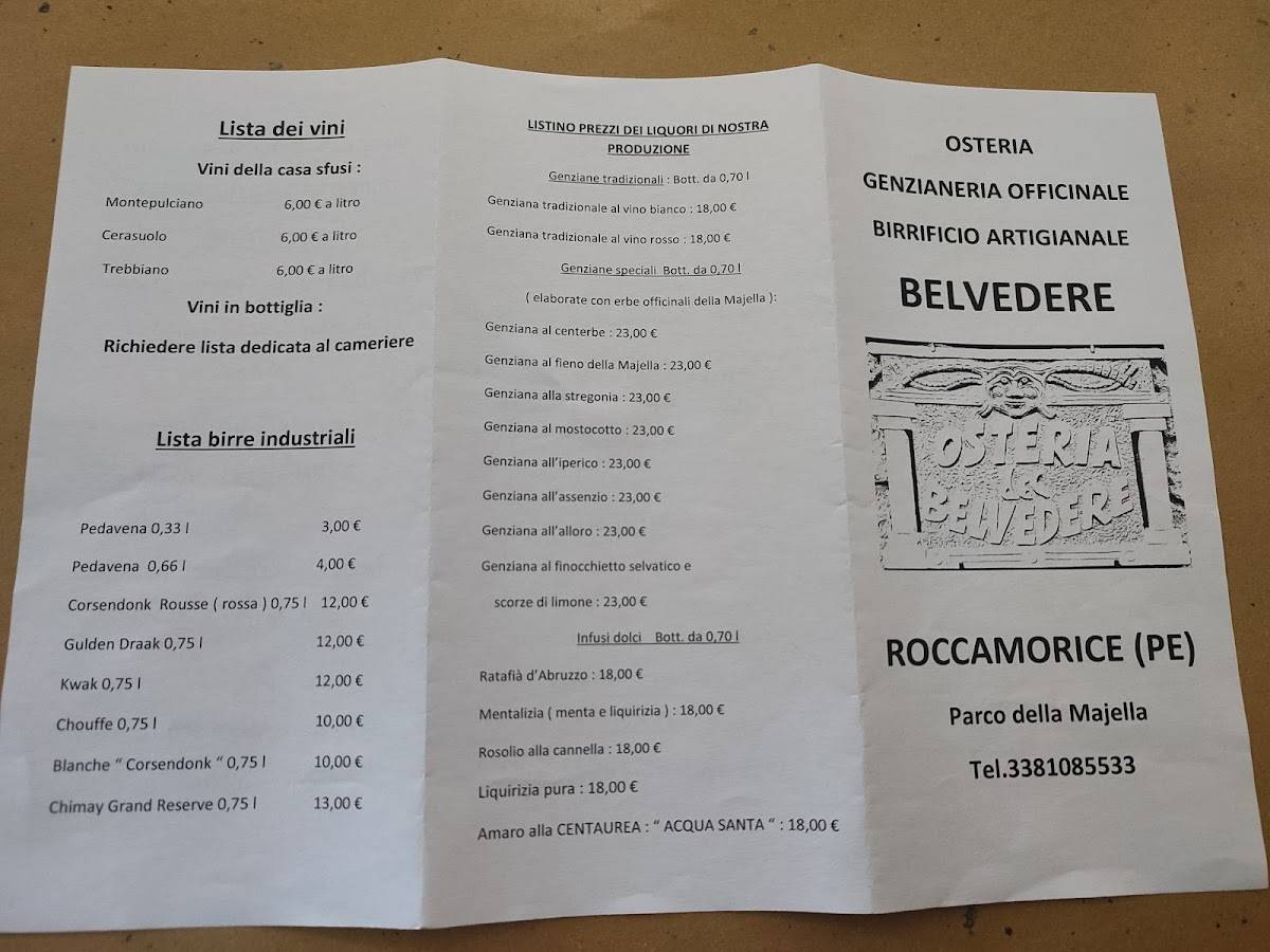 Menu di Osteria Del Belvedere 