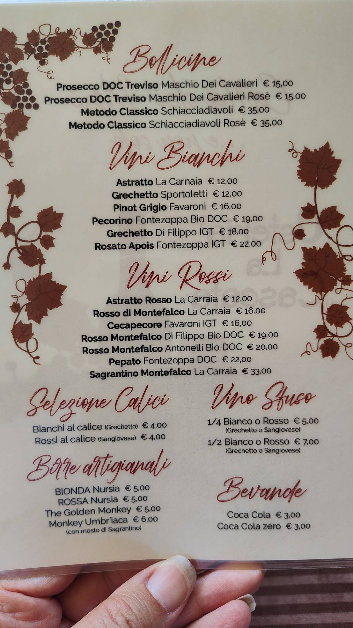 Menu di Osteria La Cascata 