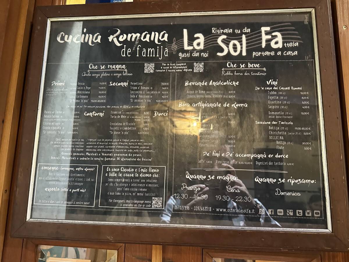 Menu di Osteria La Sol Fa 